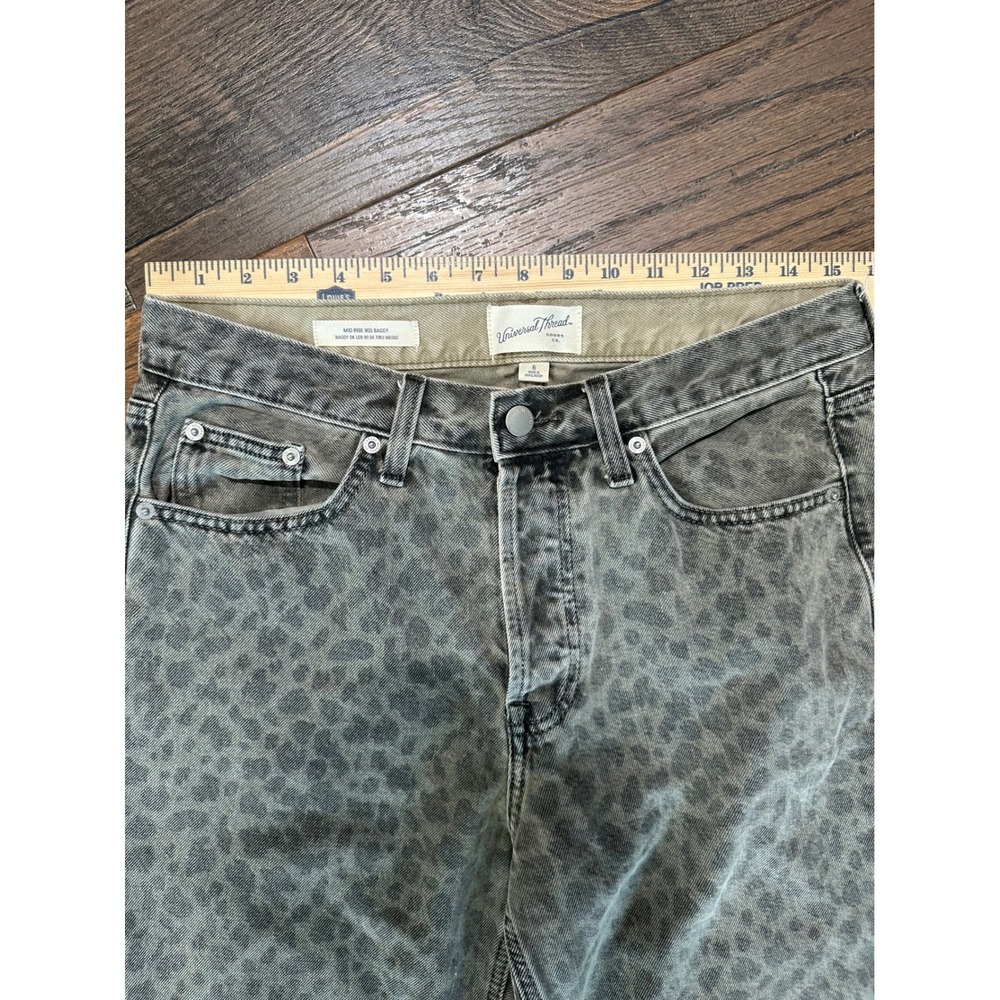 Universal Thread Grey Leopard Print Mid Rise 90s Baggy Jeans Size 6 Button Fly - Picture 7 of 16